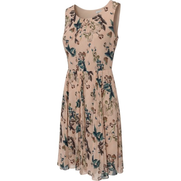 Monsoon Dresses & Skirts - Monsoon Peach Floral Butterfly‎ Pleated Midi Dress Pink Botanical US 16 453031
